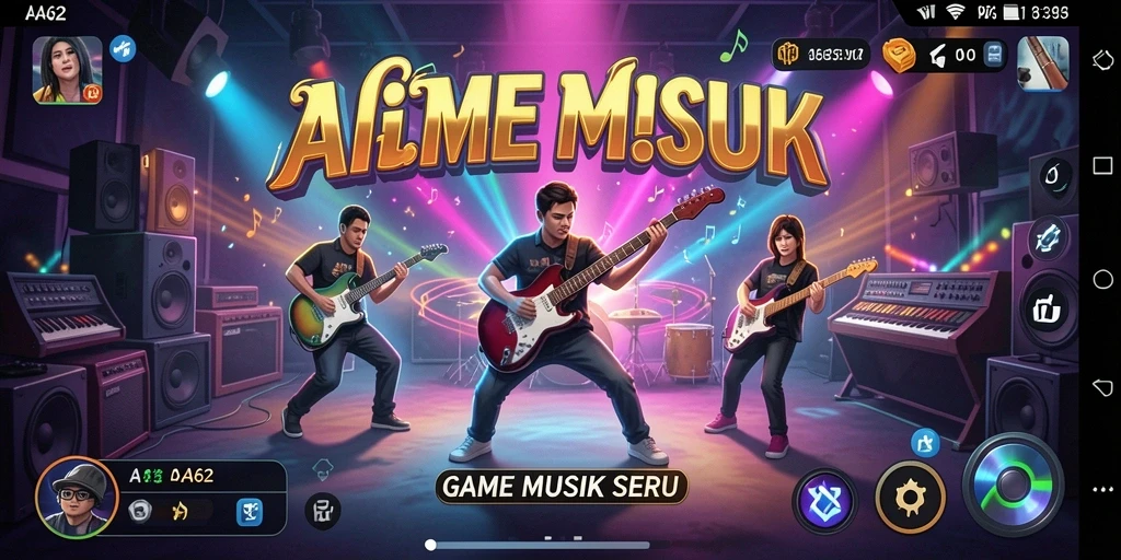 Tampilan gameplay menarik di AA62 dengan beragam lagu.