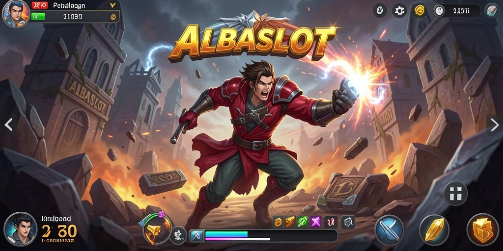 Gameplay seru ALBASLOT dengan aksi mendebarkan dan karakter yang menarik.