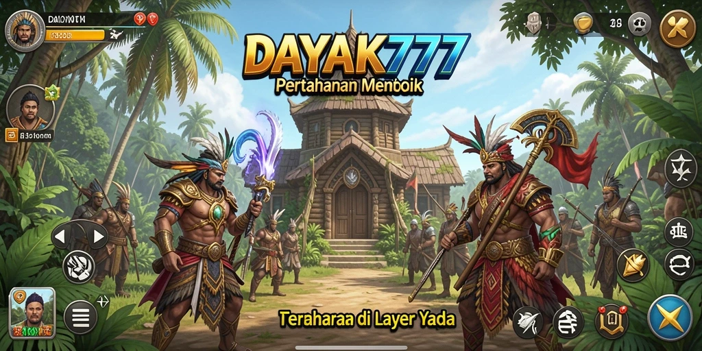 Tampilan gameplay seru dari DAYAK777 yang memperlihatkan strategi Tower Defense.