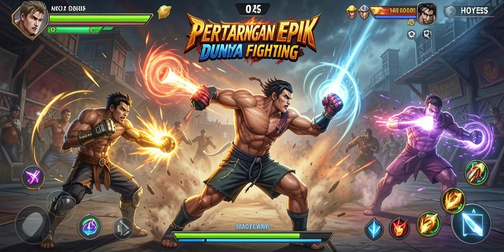 Screenshot gameplay menegangkan di HOYE55 dengan karakter sedang bertarung.