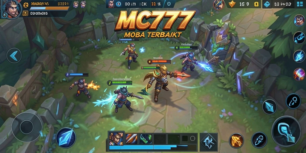 Screenshot gameplay MOBA yang intens dan seru di MC777.