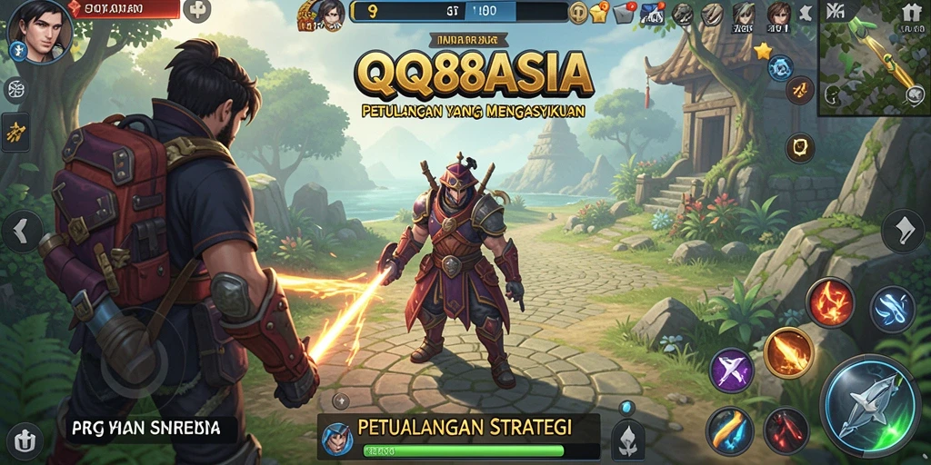 Tangkapan layar gameplay QQ88ASIA menunjukkan aksi pertempuran strategi yang mendebarkan.