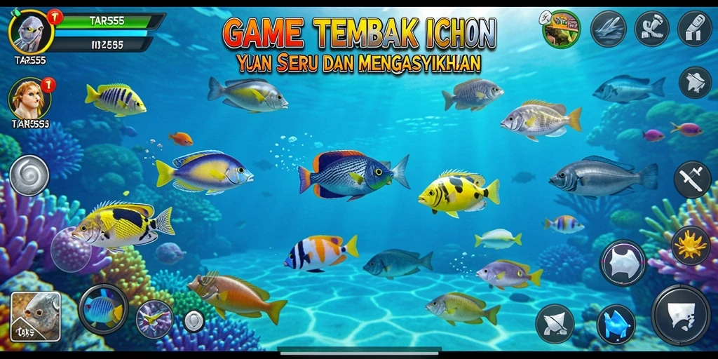 Screenshot TAR555 menampilkan aksi menarik dari gameplay Tembak Ikan.